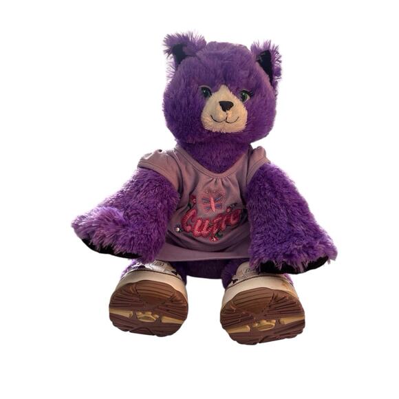 Build A Bear Purple KOOKY SPOOKY Kitty Cat Plush Halloween Bow BABW Shoe Outfit - Picture 9 of 9